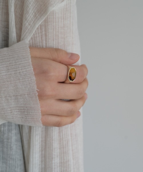 CANAL JEAN（キャナルジーン）の「Pt stoneリング（リング・レディース・アイボリー/グリーン/ブラウン・ONE SIZE）」の5枚目の写真