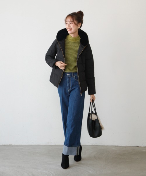 M.deux(エムドゥ)の「配色ランダムリブニット(ニット/セーター・レディース・ブルー/カーキ/テラコッタ・MEDIUM)」の5枚目の写真