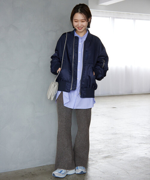 SLOBE IENA(スローブイエナ)の「エアリーリブニットパンツ(その他パンツ・レディース・ブラック/チャコールグレー・36/38)」の15枚目の写真