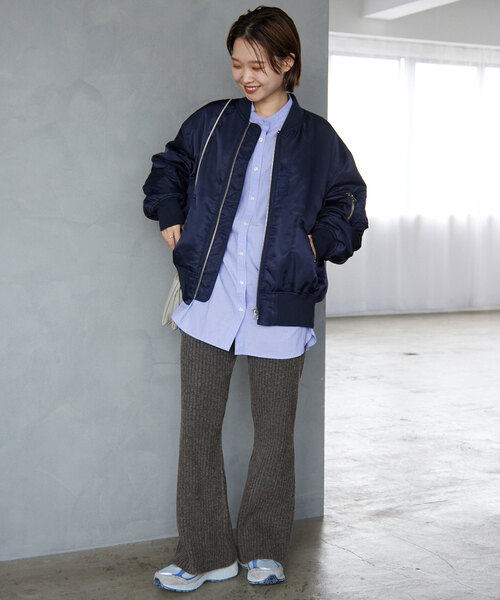 SLOBE IENA(スローブイエナ)の「エアリーリブニットパンツ(その他パンツ・レディース・ブラック/チャコールグレー・36/38)」の16枚目の写真