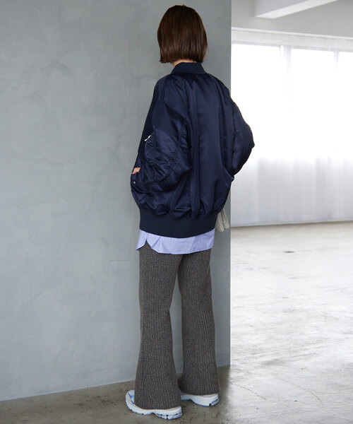 SLOBE IENA(スローブイエナ)の「エアリーリブニットパンツ(その他パンツ・レディース・ブラック/チャコールグレー・36/38)」の18枚目の写真