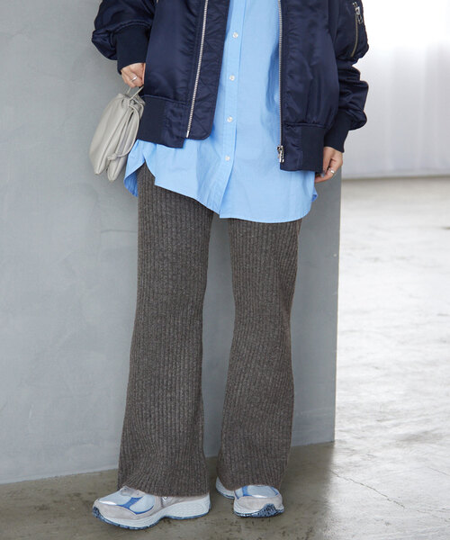 SLOBE IENA(スローブイエナ)の「エアリーリブニットパンツ(その他パンツ・レディース・ブラック/チャコールグレー・36/38)」の20枚目の写真