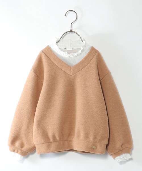 シアーハイネックレイヤードニットソープルオーバー（120~160cm）（T
