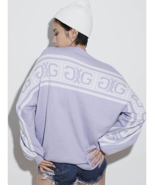 GYDA（ジェイダ）の「Back Symmetry GYDA LINE ニットトップス（ニット/セーター・レディース・パープル/ブラック/オフホワイト・FREE）」の5枚目の写真