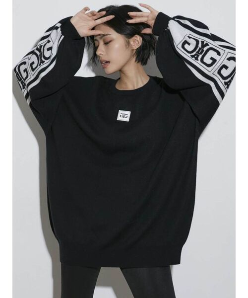 GYDA（ジェイダ）の「Back Symmetry GYDA LINE ニットトップス（ニット/セーター・レディース・パープル/ブラック/オフホワイト・FREE）」の21枚目の写真