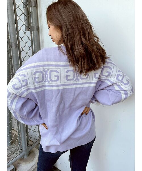 GYDA（ジェイダ）の「Back Symmetry GYDA LINE ニットトップス（ニット/セーター・レディース・パープル/ブラック/オフホワイト・FREE）」の3枚目の写真