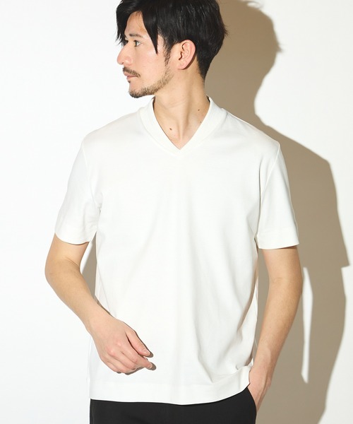 UNION STATION（ユニオンステーション）の「シルケットスムースVネックテーラーTシャツ（Tシャツ/カットソー・メンズ・ブラック/ホワイト/ネイビー・LL/L/M）」の3枚目の写真