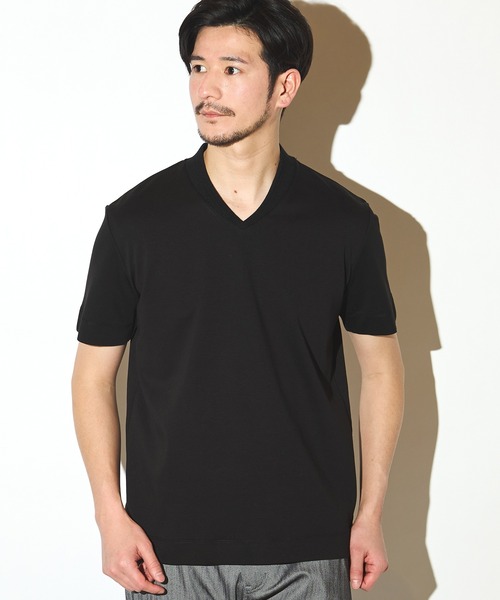 UNION STATION（ユニオンステーション）の「シルケットスムースVネックテーラーTシャツ（Tシャツ/カットソー・メンズ・ブラック/ホワイト/ネイビー・LL/L/M）」の6枚目の写真