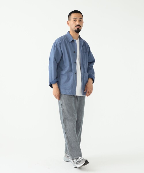 BEAMS PLUS(ビームスプラス)の「BEAMS PLUS / スーピマコットン ヘリンボーン ミリタリー チョア ジャケット(ミリタリージャケット・メンズ・オリーブ/カーキ/ブルー/インディゴブルー・M/L/S/X-LARGE)」の6枚目の写真