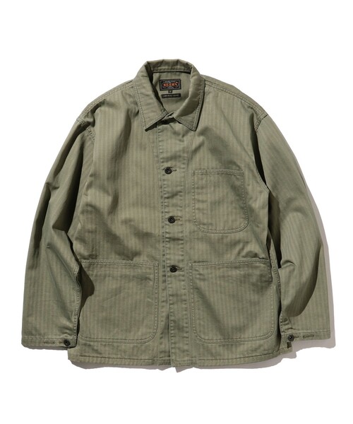 BEAMS PLUS(ビームスプラス)の「BEAMS PLUS / スーピマコットン ヘリンボーン ミリタリー チョア ジャケット(ミリタリージャケット・メンズ・オリーブ/カーキ/ブルー/インディゴブルー・M/L/S/X-LARGE)」の21枚目の写真