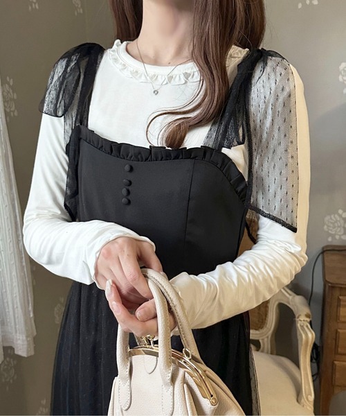 apres jour(アプレジュール)の「フリルメローカットインナー【ZOZOTOWN限定アイテム】(Tシャツ/カットソー・レディース・ブラック/オフホワイト/ライトグレー・X-LARGE/フリー)」の2枚目の写真