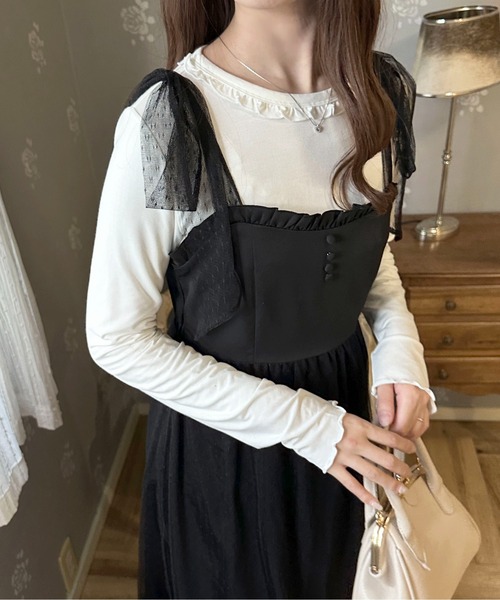 apres jour(アプレジュール)の「フリルメローカットインナー【ZOZOTOWN限定アイテム】(Tシャツ/カットソー・レディース・ブラック/オフホワイト/ライトグレー・X-LARGE/フリー)」の4枚目の写真