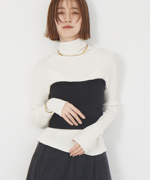 Rouge vif(ルージュヴィフ)の「ホールガーメントビスチェ(ニット/セーター・レディース・ブラック/グレー・フリー)」の1枚目の写真