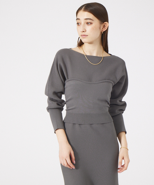 Rouge vif(ルージュヴィフ)の「ホールガーメントビスチェ(ニット/セーター・レディース・ブラック/グレー・フリー)」の7枚目の写真