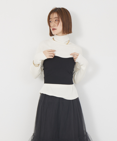 Rouge vif(ルージュヴィフ)の「ホールガーメントビスチェ(ニット/セーター・レディース・ブラック/グレー・フリー)」の6枚目の写真