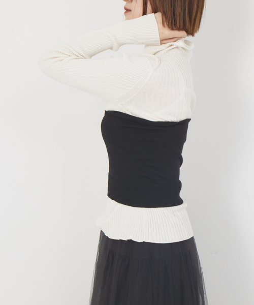 Rouge vif(ルージュヴィフ)の「ホールガーメントビスチェ(ニット/セーター・レディース・ブラック/グレー・フリー)」の3枚目の写真