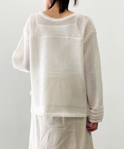 PICCIN（ピッチン）の「前後2wayメッシュニット（ニット/セーター・レディース・グリーン/アイボリー/ブラック・M）」の6枚目の写真