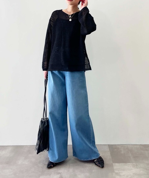 PICCIN（ピッチン）の「前後2wayメッシュニット（ニット/セーター・レディース・グリーン/アイボリー/ブラック・M）」の19枚目の写真