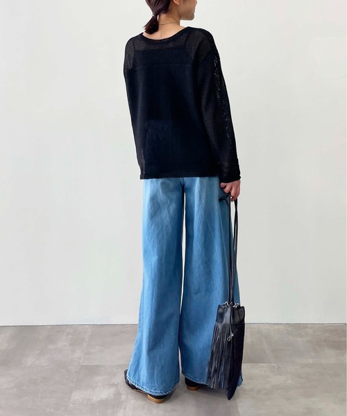 PICCIN（ピッチン）の「前後2wayメッシュニット（ニット/セーター・レディース・グリーン/アイボリー/ブラック・M）」の21枚目の写真