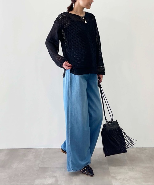 PICCIN（ピッチン）の「前後2wayメッシュニット（ニット/セーター・レディース・グリーン/アイボリー/ブラック・M）」の22枚目の写真