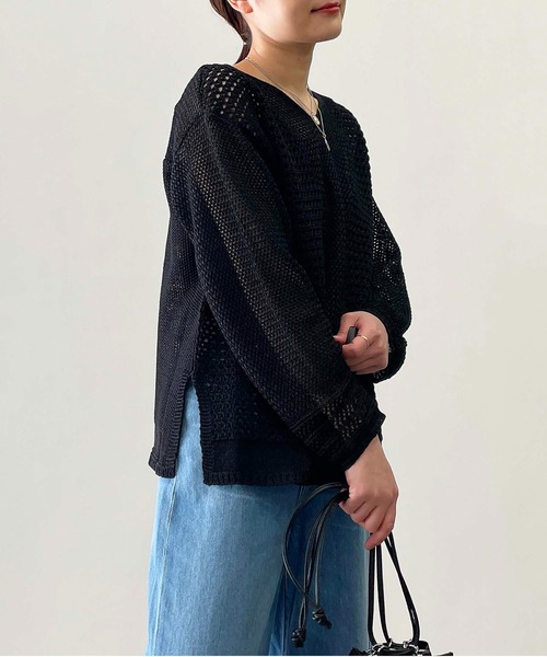 PICCIN（ピッチン）の「前後2wayメッシュニット（ニット/セーター・レディース・グリーン/アイボリー/ブラック・M）」の17枚目の写真
