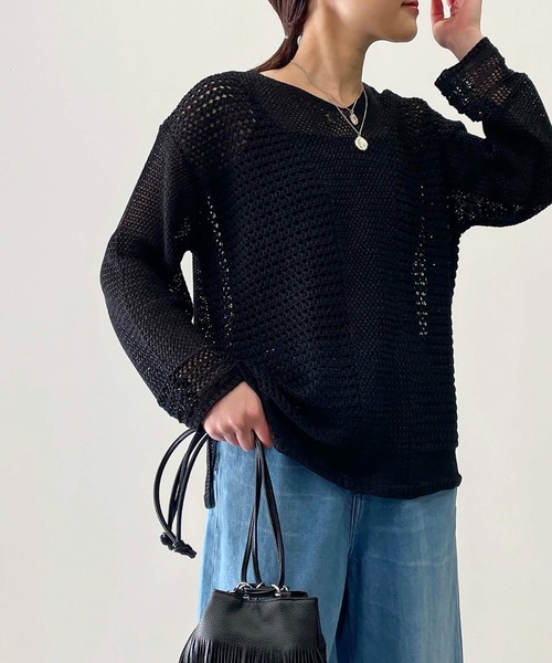 PICCIN（ピッチン）の「前後2wayメッシュニット（ニット/セーター・レディース・グリーン/アイボリー/ブラック・M）」の18枚目の写真
