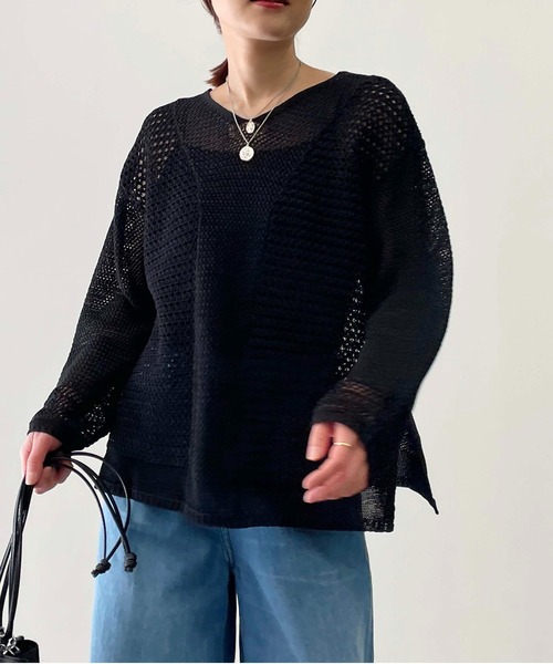 PICCIN（ピッチン）の「前後2wayメッシュニット（ニット/セーター・レディース・グリーン/アイボリー/ブラック・M）」の14枚目の写真