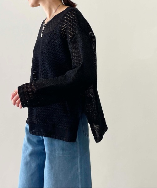 PICCIN（ピッチン）の「前後2wayメッシュニット（ニット/セーター・レディース・グリーン/アイボリー/ブラック・M）」の15枚目の写真