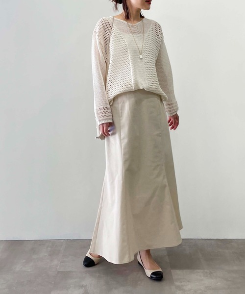 PICCIN（ピッチン）の「前後2wayメッシュニット（ニット/セーター・レディース・グリーン/アイボリー/ブラック・M）」の9枚目の写真