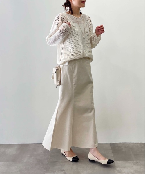 PICCIN（ピッチン）の「前後2wayメッシュニット（ニット/セーター・レディース・グリーン/アイボリー/ブラック・M）」の12枚目の写真