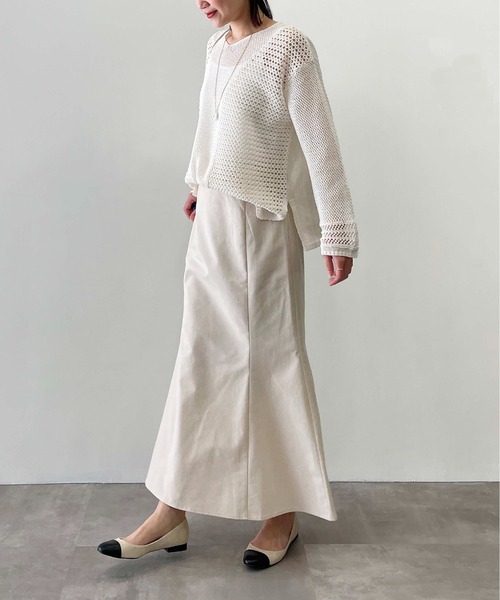 PICCIN（ピッチン）の「前後2wayメッシュニット（ニット/セーター・レディース・グリーン/アイボリー/ブラック・M）」の10枚目の写真