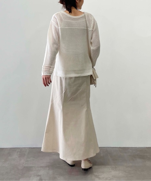 PICCIN（ピッチン）の「前後2wayメッシュニット（ニット/セーター・レディース・グリーン/アイボリー/ブラック・M）」の11枚目の写真