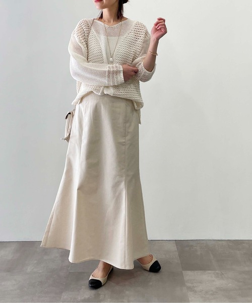 PICCIN（ピッチン）の「前後2wayメッシュニット（ニット/セーター・レディース・グリーン/アイボリー/ブラック・M）」の13枚目の写真