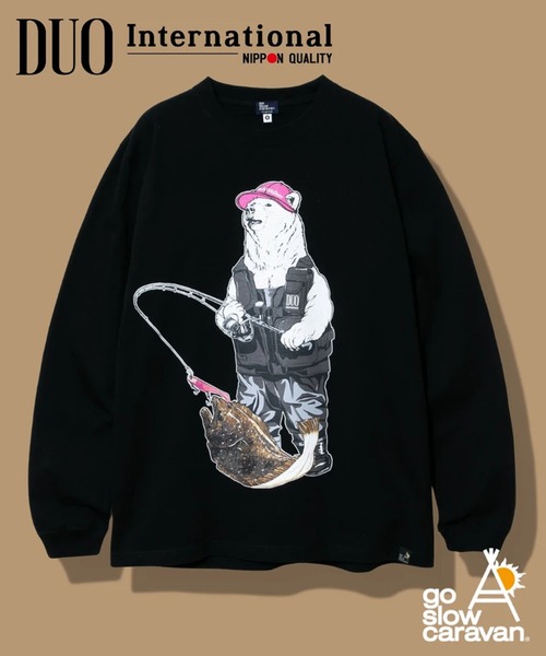 go slow caravan(ゴースローキャラバン)の「DUOxgsc ヒラメクマ ロングスリーブTEE(Tシャツ/カットソー・メンズ・ホワイト/ブラック・MEDIUM/LARGE/X-LARGE)」の2枚目の写真