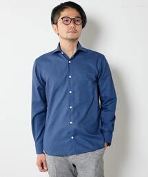 MEN'S MELROSE | HITOYOSHI Wネームドビーブルーワイドカラーシャツ(シャツ/ブラウス)