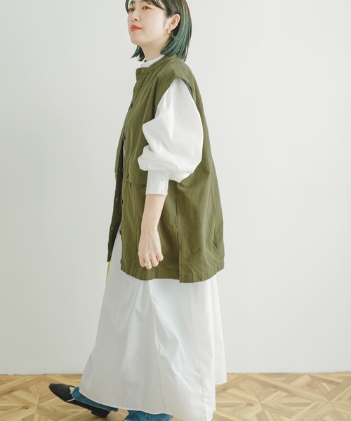 ITEMS URBANRESEARCH（アイテムズ アーバンリサーチ）の「ミリタリーベスト×シャツワンピースセット(セットアイテム)（シャツワンピース・レディース・ネイビー/ホワイト・FREE）」の7枚目の写真