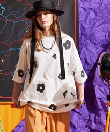 MAISON SPECIAL | 《ユニセックスアイテム》ハンドプリントフラワーオーバーサイズクルーネックTシャツ【MAISON SPECIAL/メゾンスペシャル】(Tシャツ/カットソー)