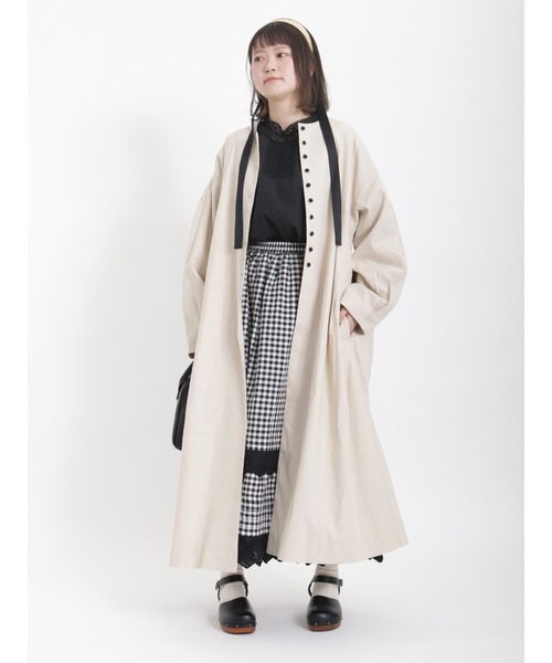 Samansa Mos2（サマンサ モスモス）の「クルーネック配色後ろリボンコート（その他アウター・レディース・モカ/キナリ/ブラック・ﾌﾘ-）」の11枚目の写真