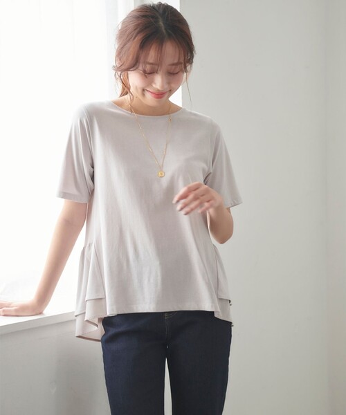 Feroux(フェルゥ)の「【UVケア】バックペプラムチュニック Tシャツ(Tシャツ/カットソー・レディース・ブラック系/ホワイト系1/スカイブルー系/アイボリー系/ホワイト系/ピンク系/黄緑系/オレンジ系・F)」の12枚目の写真