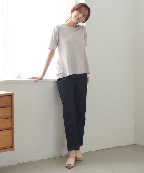 Feroux(フェルゥ)の「【UVケア】バックペプラムチュニック Tシャツ(Tシャツ/カットソー・レディース・ブラック系/ホワイト系1/スカイブルー系/アイボリー系/ホワイト系/ピンク系/黄緑系/オレンジ系・F)」の13枚目の写真