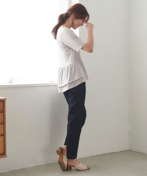 Feroux(フェルゥ)の「【UVケア】バックペプラムチュニック Tシャツ(Tシャツ/カットソー・レディース・ブラック系/ホワイト系1/スカイブルー系/アイボリー系/ホワイト系/ピンク系/黄緑系/オレンジ系・F)」の14枚目の写真