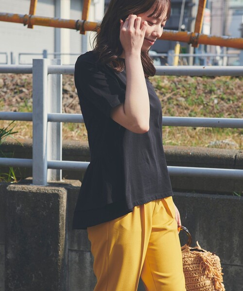 Feroux(フェルゥ)の「【UVケア】バックペプラムチュニック Tシャツ(Tシャツ/カットソー・レディース・ブラック系/ホワイト系1/スカイブルー系/アイボリー系/ホワイト系/ピンク系/黄緑系/オレンジ系・F)」の16枚目の写真