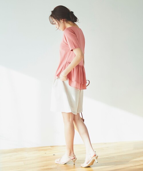 Feroux(フェルゥ)の「【UVケア】バックペプラムチュニック Tシャツ(Tシャツ/カットソー・レディース・ブラック系/ホワイト系1/スカイブルー系/アイボリー系/ホワイト系/ピンク系/黄緑系/オレンジ系・F)」の22枚目の写真