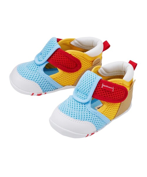 HOT BISCUITS（ホットビスケッツ）の「かかと顔 メッシュ ファーストベビーシューズ（サンダル・キッズ・イエロー/サックスブルー/ベージュ・12cm/11.5/13.5/13cm/12.5）」の2枚目の写真
