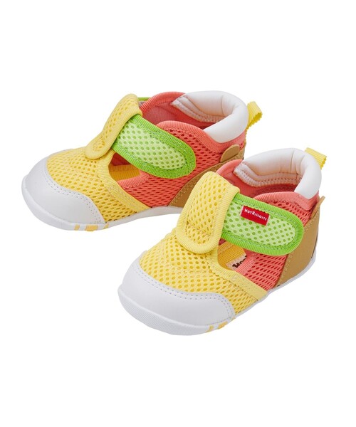 HOT BISCUITS（ホットビスケッツ）の「かかと顔 メッシュ ファーストベビーシューズ（サンダル・キッズ・イエロー/サックスブルー/ベージュ・12cm/11.5/13.5/13cm/12.5）」の3枚目の写真