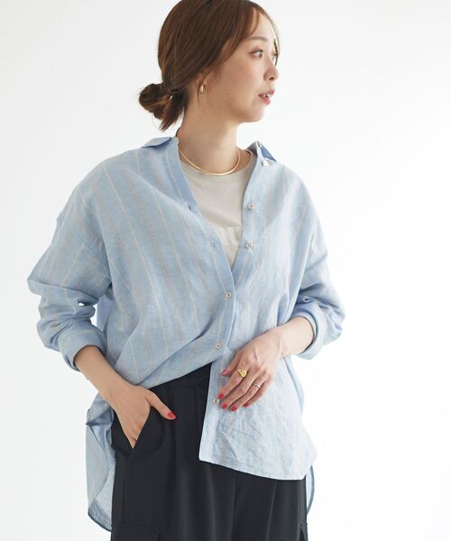 le.coeur blanc(ルクールブラン)の「コットン麻オーバーシャツ(シャツ/ブラウス・レディース・イエロー/ダークグレー/サンドベージュ/ホワイト系その他/ブルー系その他3/ダークブラウン/オフホワイト/ピンク系その他・38)」の7枚目の写真