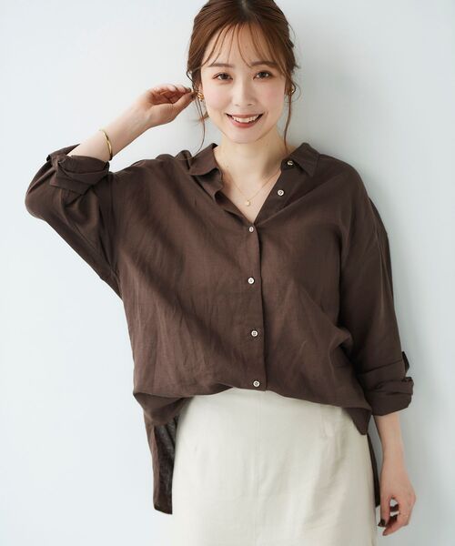 le.coeur blanc(ルクールブラン)の「コットン麻オーバーシャツ(シャツ/ブラウス・レディース・イエロー/ダークグレー/サンドベージュ/ホワイト系その他/ブルー系その他3/ダークブラウン/オフホワイト/ピンク系その他・38)」の10枚目の写真