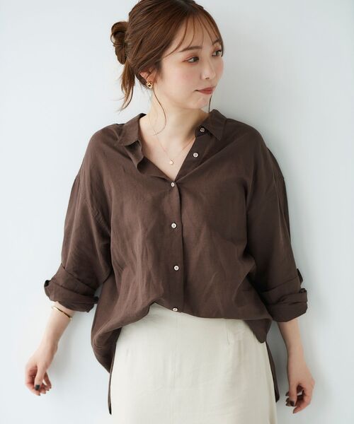 le.coeur blanc(ルクールブラン)の「コットン麻オーバーシャツ(シャツ/ブラウス・レディース・イエロー/ダークグレー/サンドベージュ/ホワイト系その他/ブルー系その他3/ダークブラウン/オフホワイト/ピンク系その他・38)」の11枚目の写真