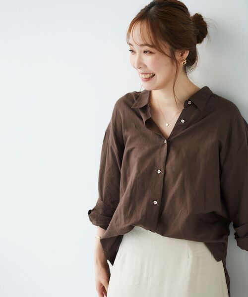 le.coeur blanc(ルクールブラン)の「コットン麻オーバーシャツ(シャツ/ブラウス・レディース・イエロー/ダークグレー/サンドベージュ/ホワイト系その他/ブルー系その他3/ダークブラウン/オフホワイト/ピンク系その他・38)」の12枚目の写真