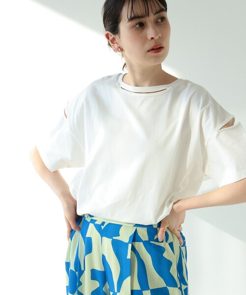 Ray BEAMS(レイビームス)の「Ray BEAMS / カットアウト スリーブ Tシャツ(Tシャツ/カットソー・レディース・ホワイト/ブラック/ライム・ONE SIZE)」の8枚目の写真